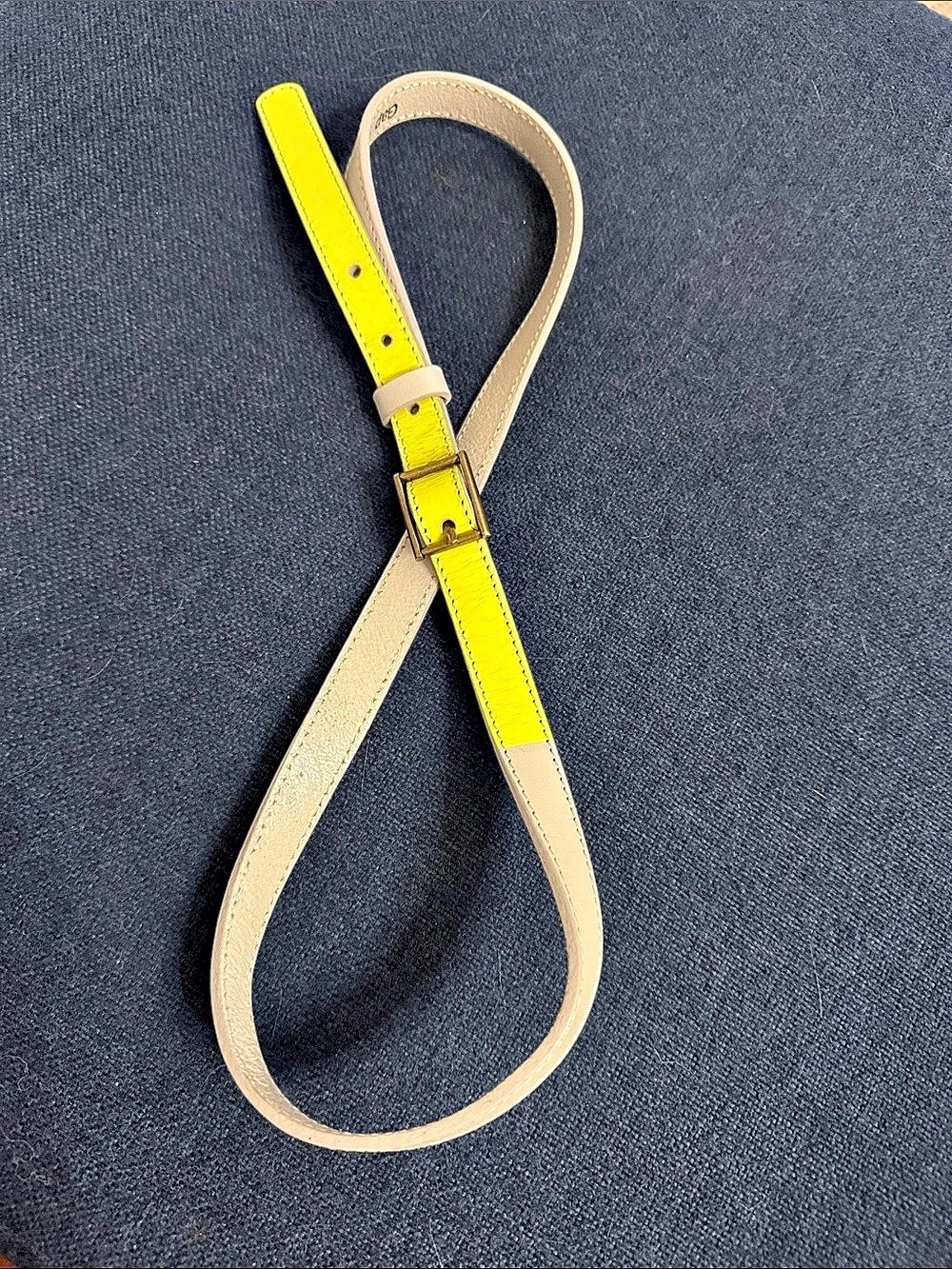 Gap Leather Belt in Yellow & grey Size Medium